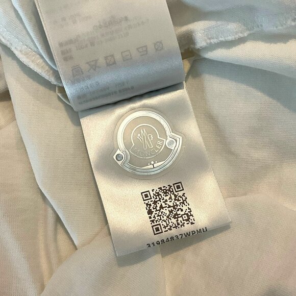 Moncler Rhinestone Logo T-Shirt White Silver Short Sleeve Size L Large Crew Neck - Picture 13 of 14